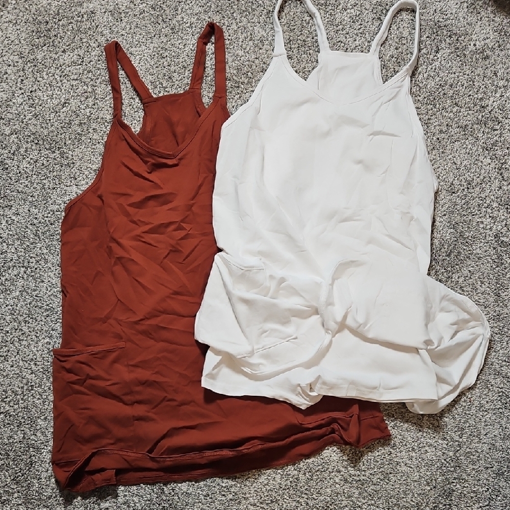 Rust and White Tank Top Rompers